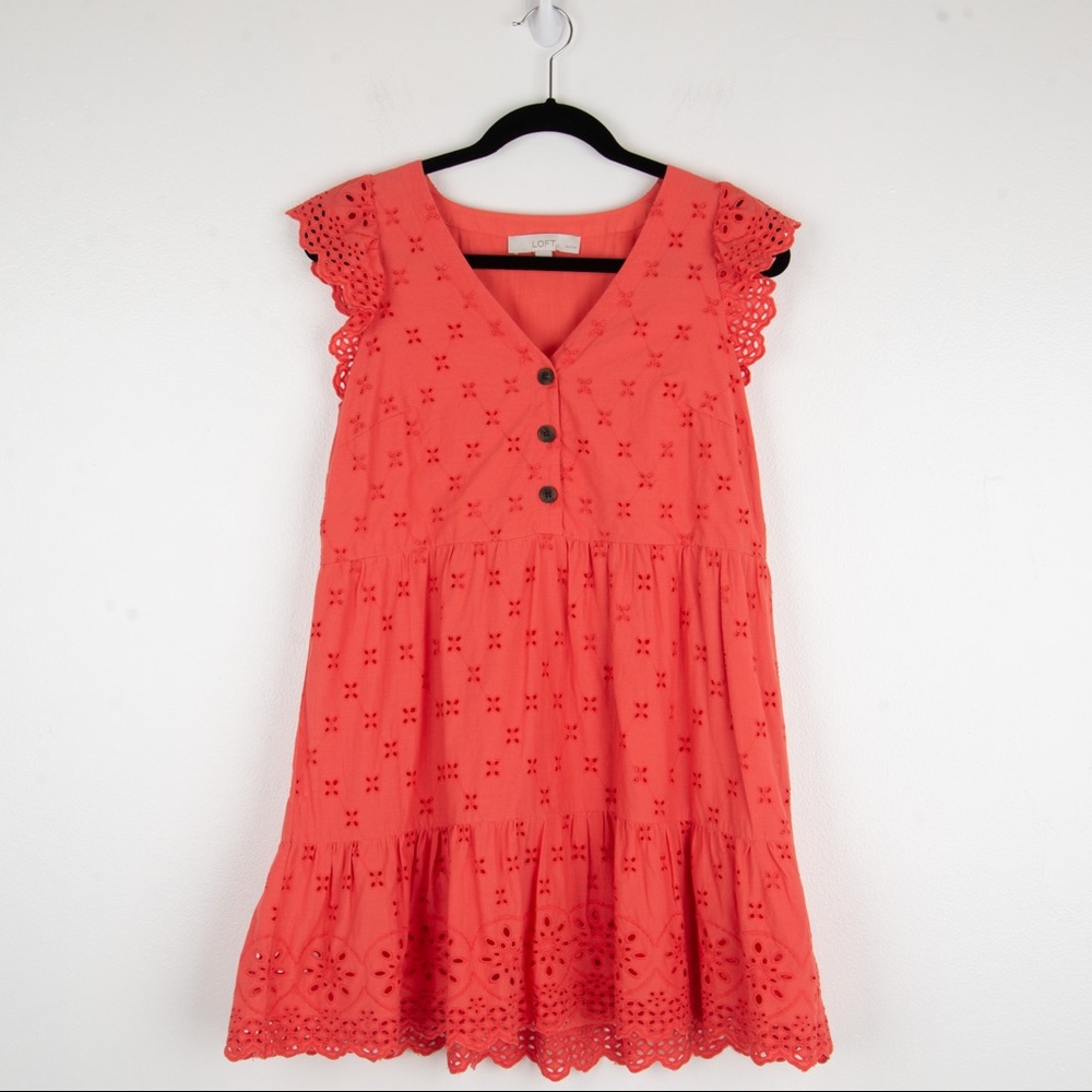 Loft Cotton Eyelet Mini Dress